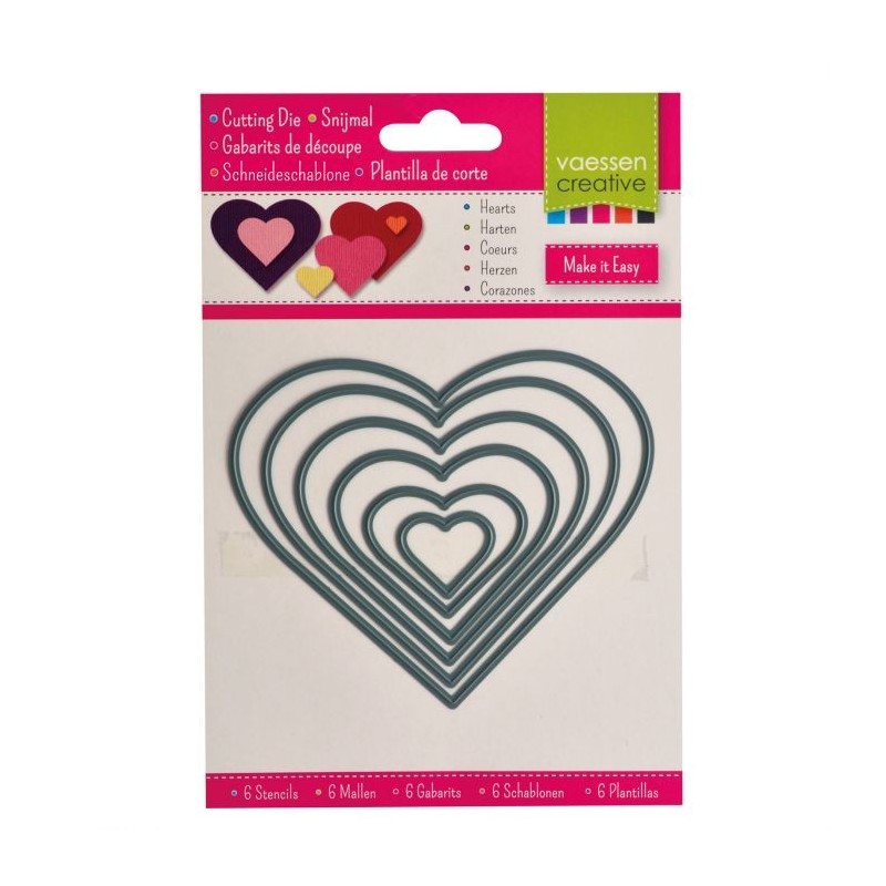 Fustella Cuori - Vaessen Creative 3624-008 - Set di 6 Fustelle Cuori