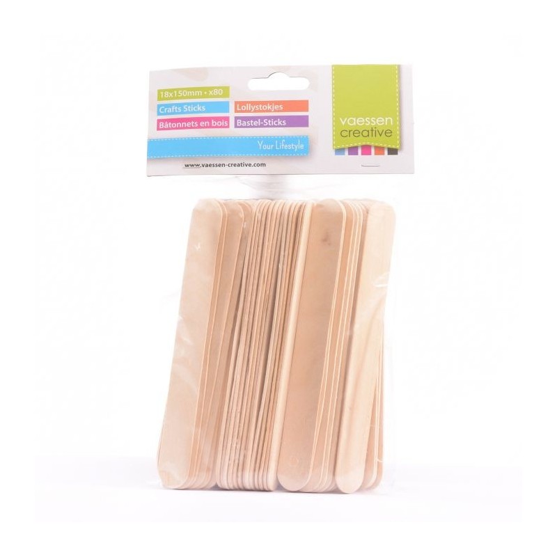 80 x Bastoncini di Legno - Lollipop Sticks 1,8 x 15 cm