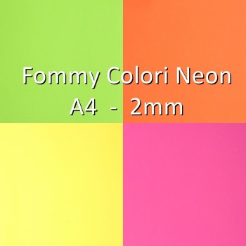 Fommy Neon 2mm A4 - Gomma Crepla 2mm Colori Neon - Foglio 20x30cm Vari Colori