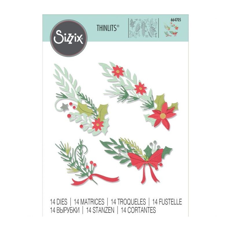 Fustella Rametti Natalizi Sizzix • Thinlits die set Festive banners 664705