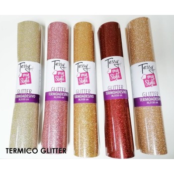 Termoadesivo Glitter - Vinile Termico Glitter Adesivo - Foglio 30,5x50cm - TESSY Termico Glitterato