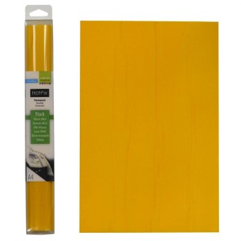 Termoadesivo Floccato Giallo - Vinile Termico FLOCK Vellutato - Foglio A4 - Vaessen Creative