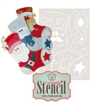 CARTAMODELLO STENCIL Calza Befana  • CREATTIVA N.4 Stencil Calza Natale