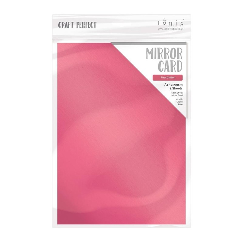 Cartoncino Specchio Satinato Metallico Rosa - 5 pezzi formato A4 250g Tonic Studios Pink Chiffon