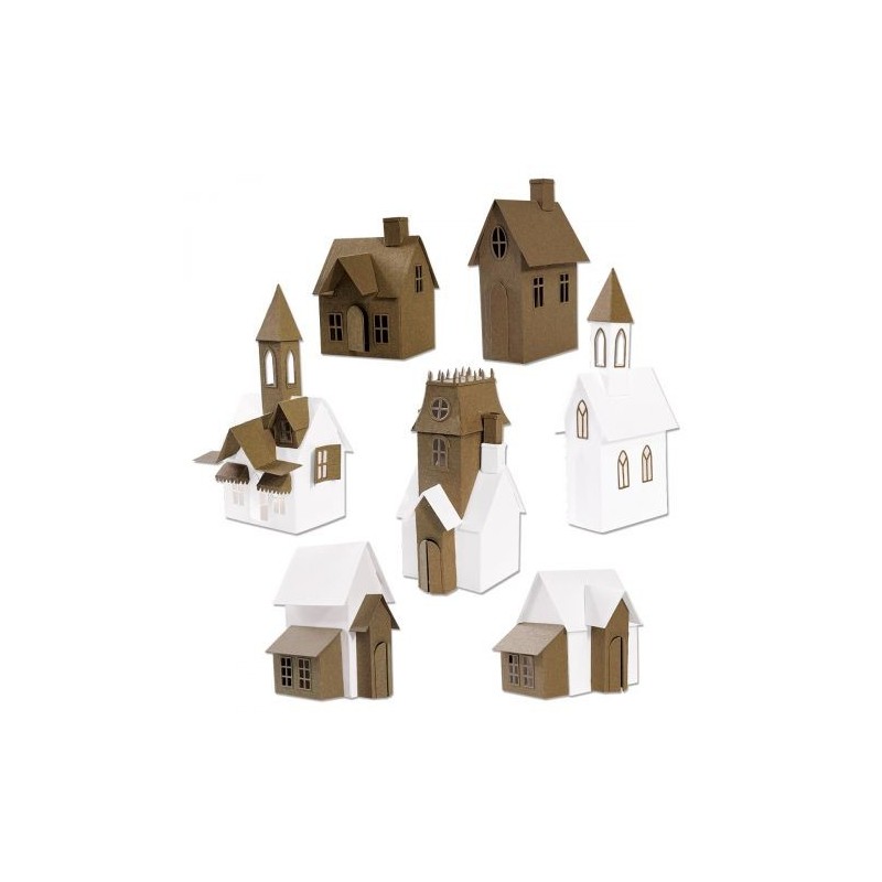 Collezione 87 Fustelle Casette Villaggio - Sizzix Thinlits Dies Village Collection by Tim Holtz 665564