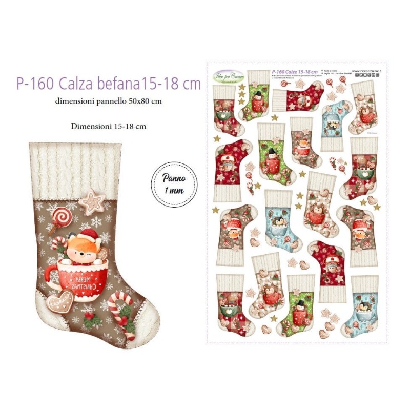 Pannello Calza - Idee per Creare - P-160 Pannello Calze Befana 15-18cm
