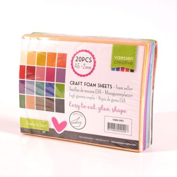 Gomma Crepla Adesiva 2mm Colori Misti - 20 Fogli A5 Multipack