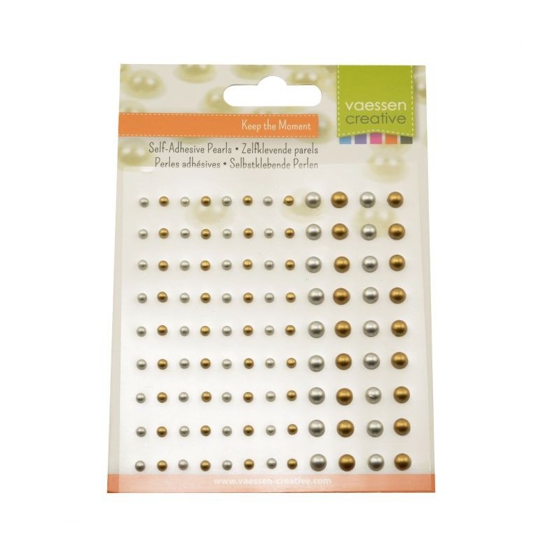 Mezze Perle Adesive Oro e Argento 108 pezzi da 3 e 5 mm Metalliche