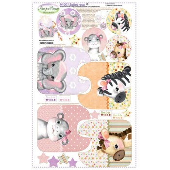 Pannello Safari Rosa - Idee per Creare - M-001 Microfibra Bavaglini 50x80cm