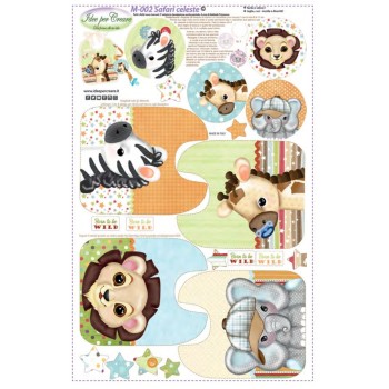 Pannello Safari Celeste - Idee per Creare - M-002 Microfibra Bavaglini 50x80cm