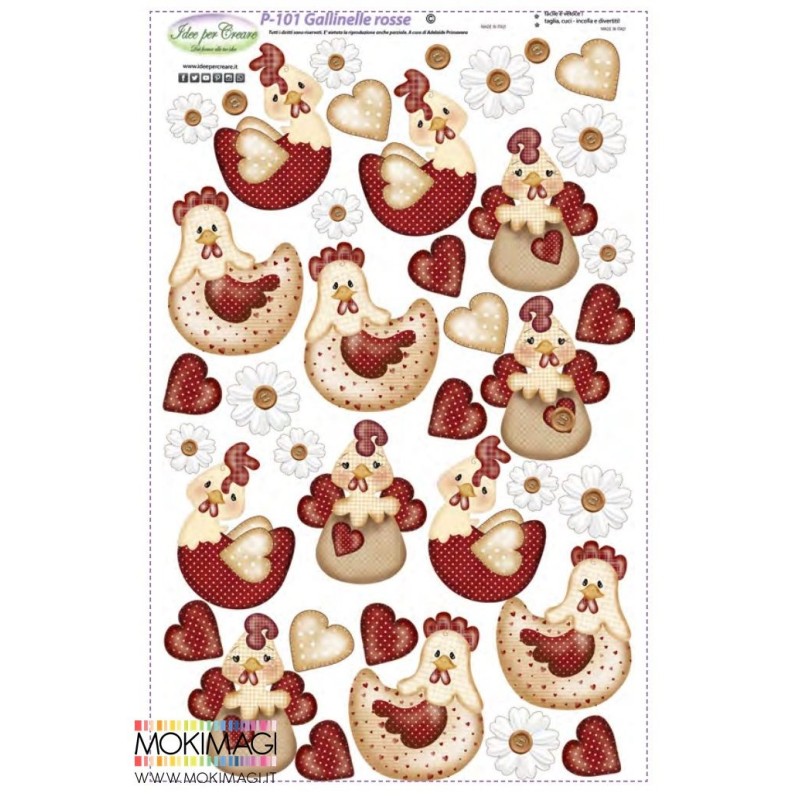 Pannello Gallinelle Rosse -  Idee per Creare - Pasqua P-101