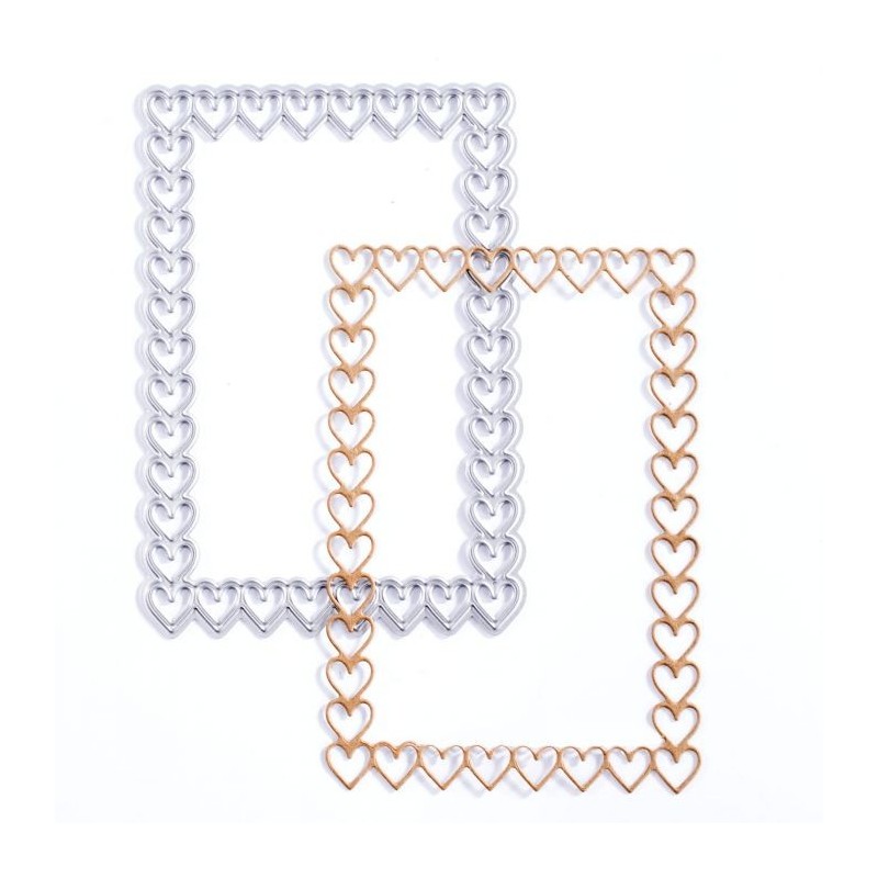 Fustella Cornice con Cuoricini Rettangolare - Frame hearts