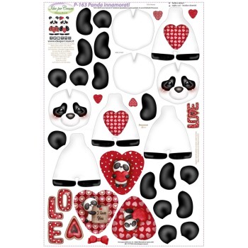 Pannello Panda Innamorati - Idee per Creare - Pannello San Valentino P-163