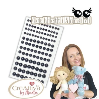 Occhi Mezze Sfere Adesive Nere - FOGLIO DA 104 OCCHI - 6-8-10MM - Creattiva