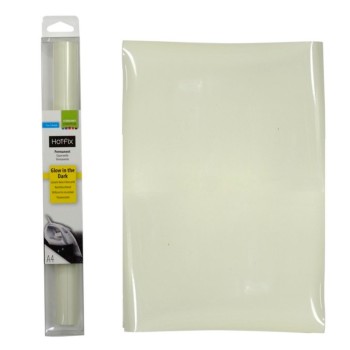 Termoadesivo Glow in The Dark - Vinile Termico che si illumina al buio - Foglio A4 - Vaessen Creative