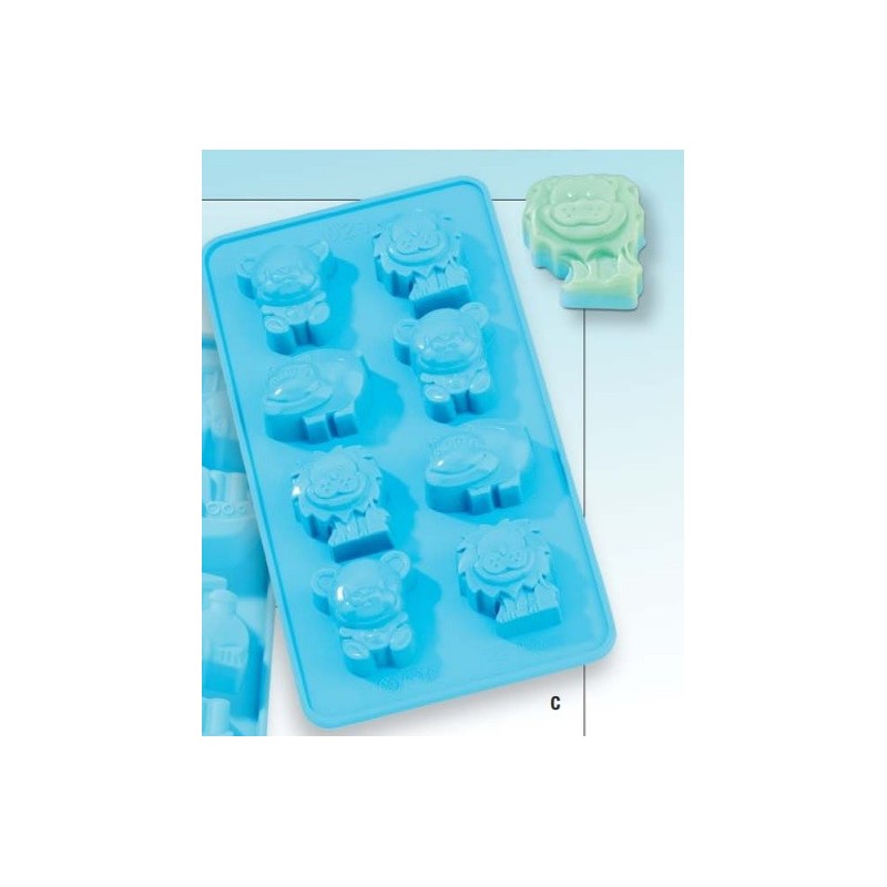 Stampo Animali Safari per Gessetti, Polvere di Ceramica, Sapone, ecc...Orso, Leone e Ippopotamo