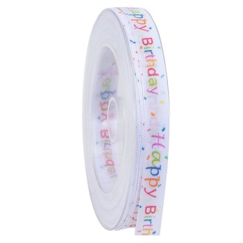 Nastro Happy Birthday 1,5cm Vendita al Metro - Buon Compleanno