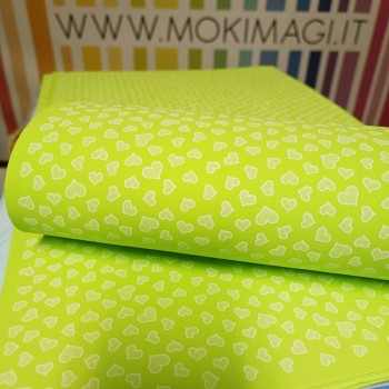 Gomma Crepla Verde Cuori Bianchi - 2mm - Foglio 40x60cm