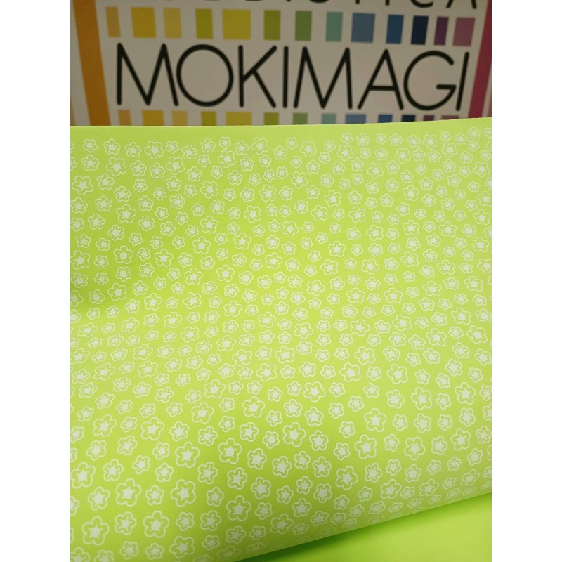 Gomma Crepla Verde Fiori Bianchi - 2mm - Foglio 40x60cm