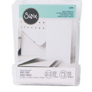 Buste Lettera Bianche A6  Sizzix Surfacez - Neutral Card & Envelope Pack, A6, White, 665921