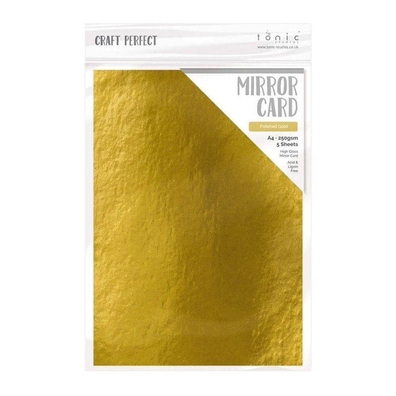 Cartoncino Specchio Metallico Oro Lucido - 5 pezzi formato A4 250g Tonic Studios