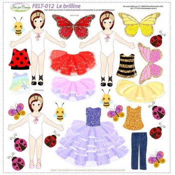 Pannello Le Brilline Feltro 2mm Stampato - Feltro Stampato con Bamboline di Idee Per Creare 50x50cm Felt-012