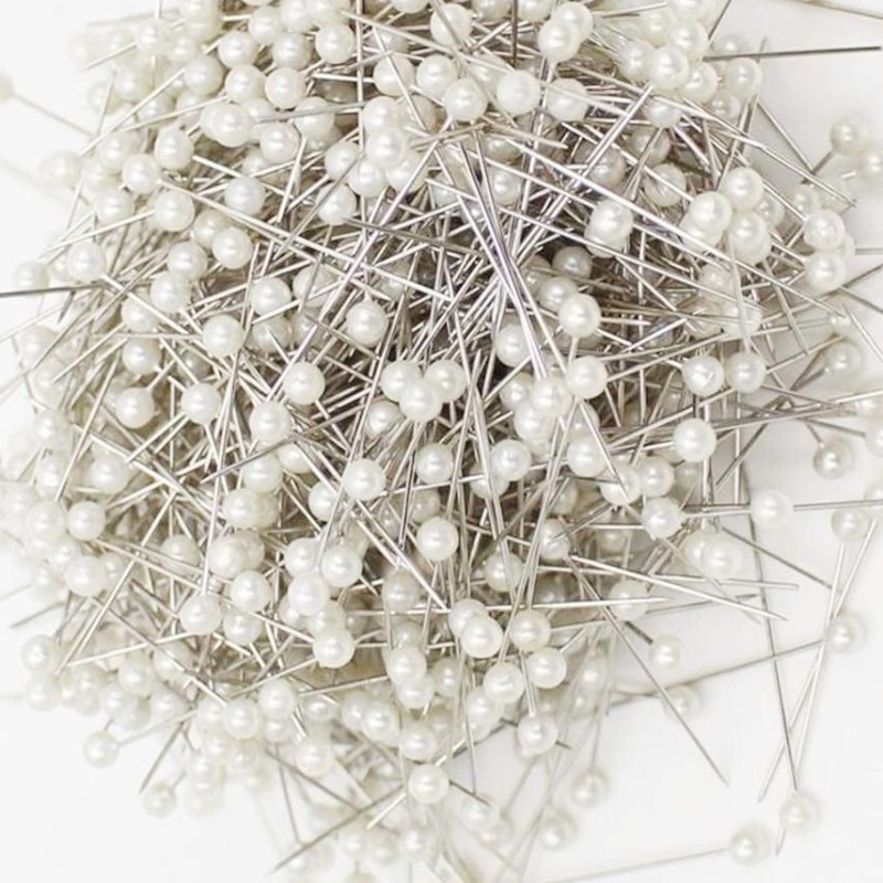 Spilli Testa Tonda Bianco Perla - Confezione 100 pezzi