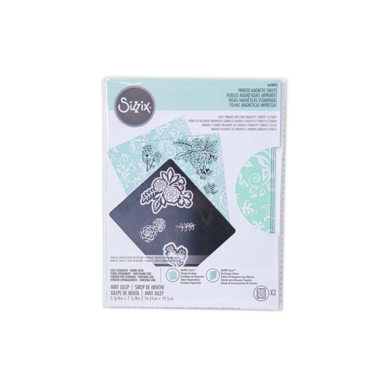 Fogli Magnetici Sizzix Storage - Printed Magnetic Sheets, Mint Julep 664893