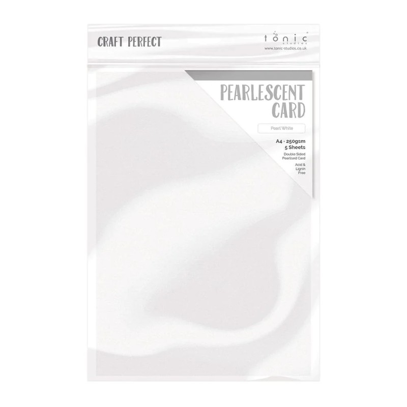 Cartoncino Bianco Perlato - 5 pezzi formato A4 250g Tonic Studios Pearl white
