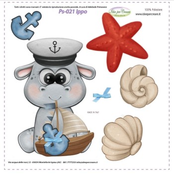 Pannello MINI Ps-021 Ippo Idee Per Creare 25x25cm Ippopotamo Marinaio