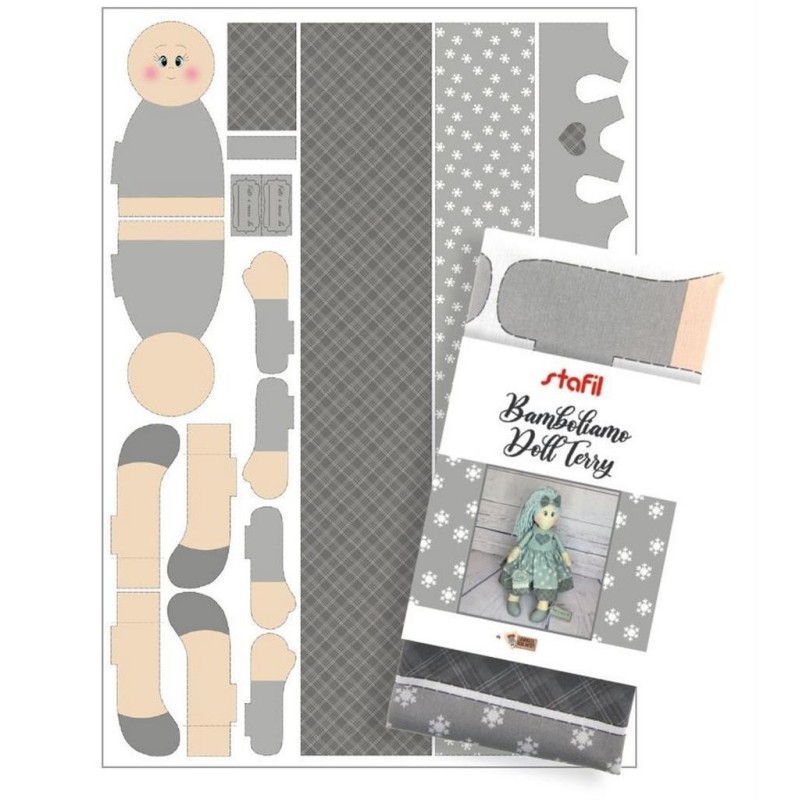 Pannello Bamboliamo Doll Terry - Tessuto Bambola Grigia Stafil 70x100cm