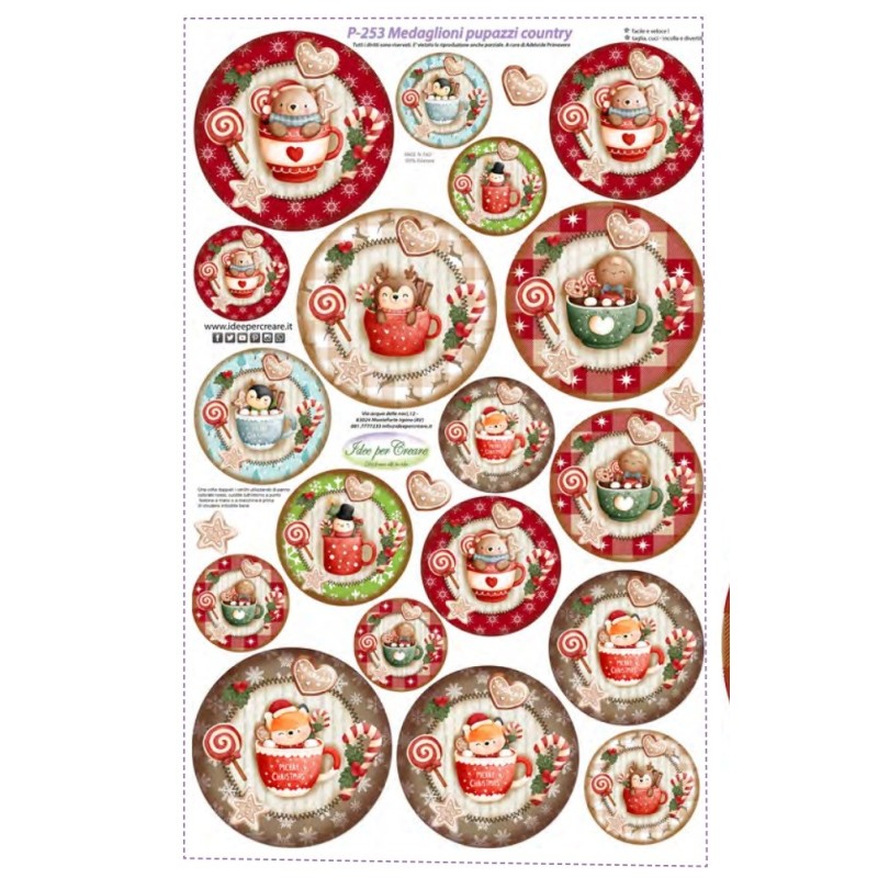 Pannello Idee per Creare - P-253 Medaglioni pupazzi country