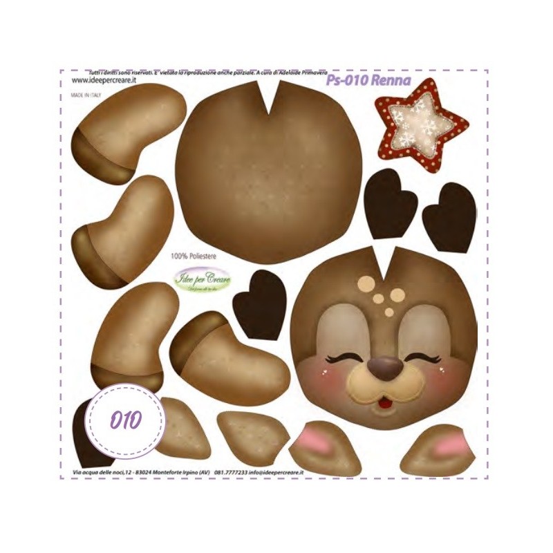 Pannello Renna MINI Ps-010 Idee Per Creare 25x25cm Natale