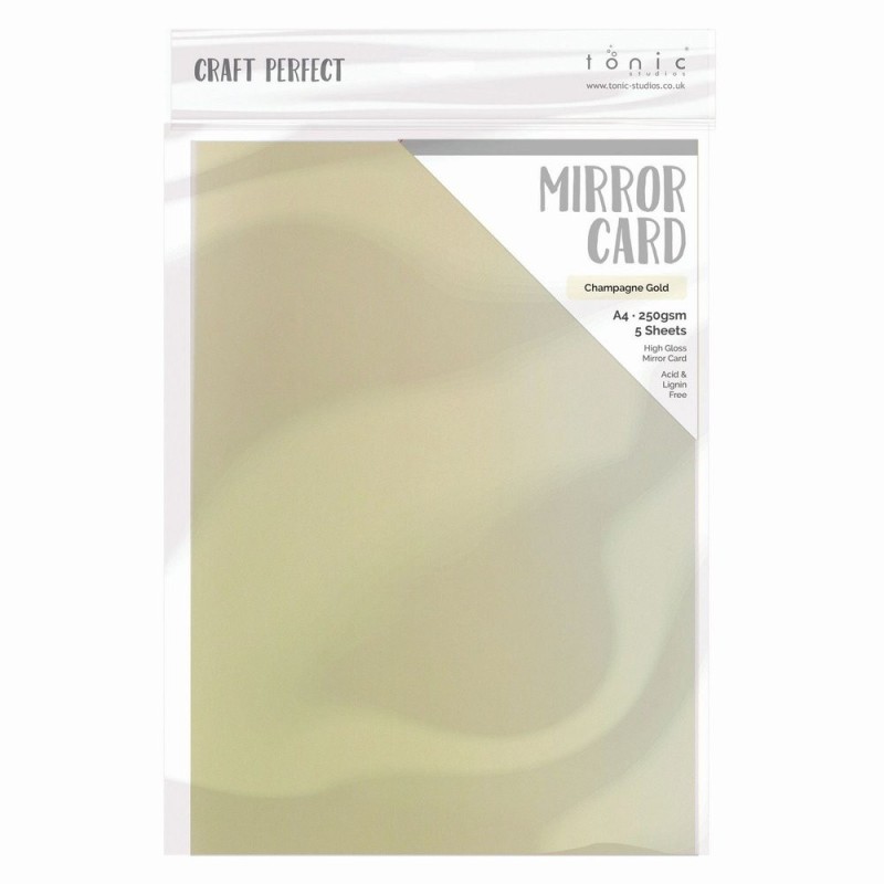 Cartoncino Specchio Metallico Champagne Gold - 5 pezzi formato A4 250g Tonic Studios