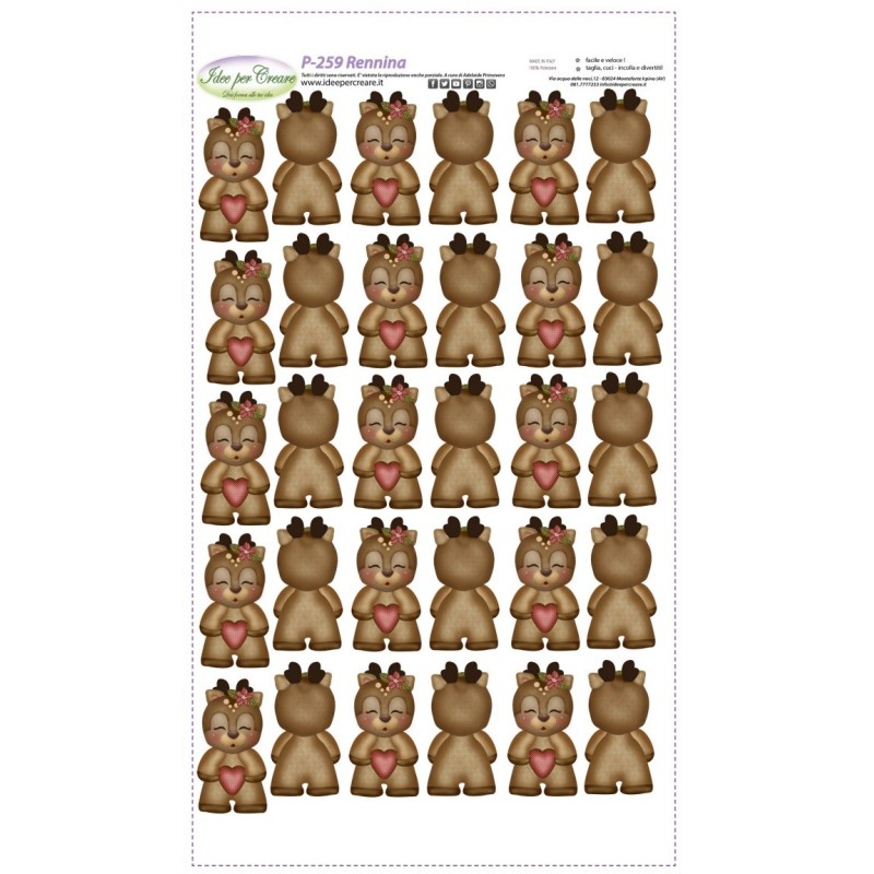 Pannello Rennina - Idee per Creare - P-259 Renne Natale