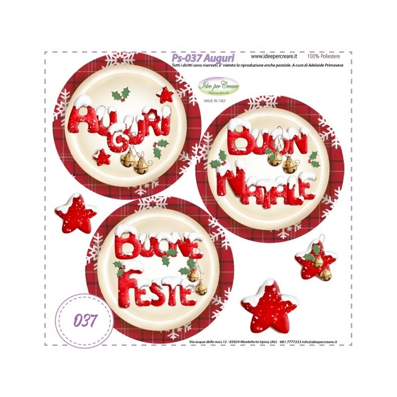 Pannello Sfere AUGURI NATALE Ps-037 Idee Per Creare 25x25cm Natale