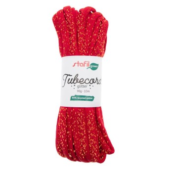Cordoncino Tubolare TUBECORD Glitter Tricotin colore rosso 10metri