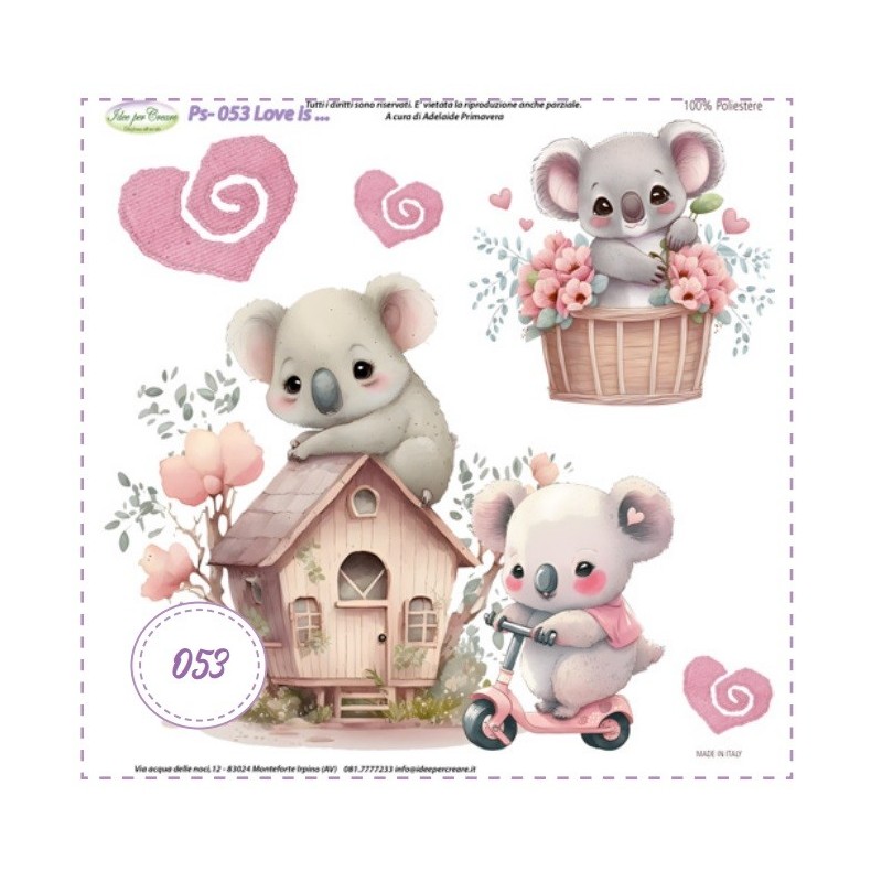 Pannello Koala Love Is... Ps-053 Idee Per Creare 25x25cm San Valentino