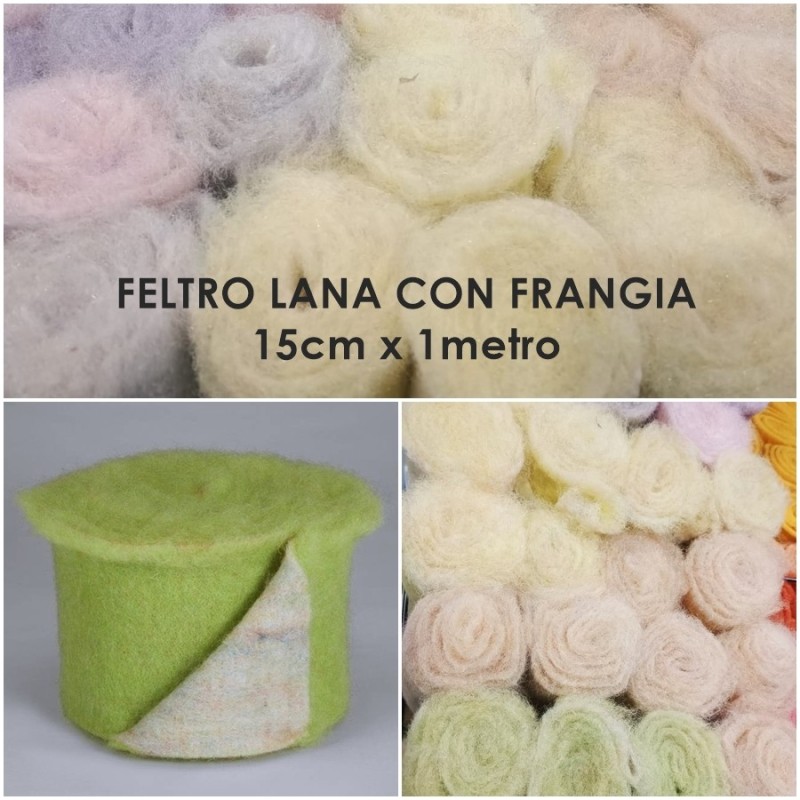 Feltro Lana Bicolore con Frangia - 1mx15cm - Vari Colori