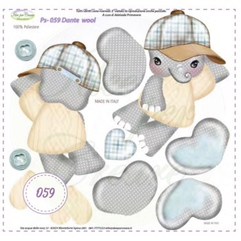 Pannello MINI Ps-059 Dante Wool Idee Per Creare 25x25cm Elefante