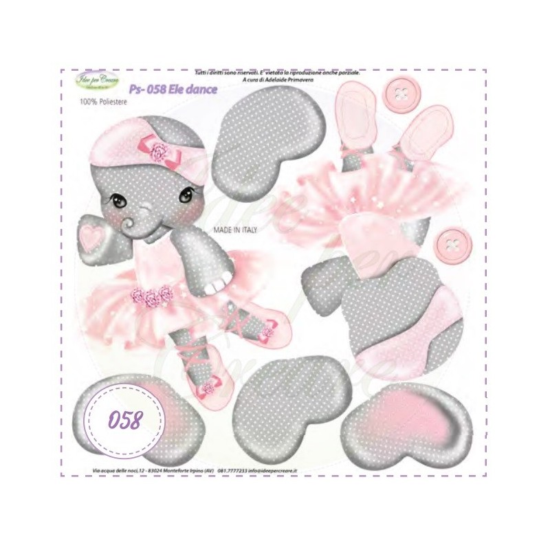 Pannello MINI Ps-058 Ele Dance Idee Per Creare 25x25cm Elefante
