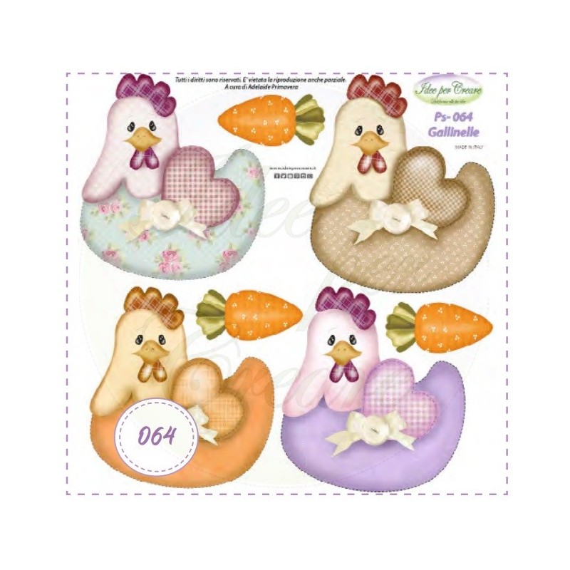 Pannello Gallinelle Colorate MINI Ps-064 Idee Per Creare 25x25cm Galline