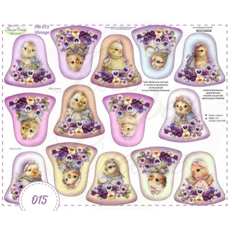 Pannello Vintage Pulcini e Violette Idee per Creare PM-015 Campane