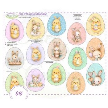 Pannello Uova Dolciose Idee per Creare PM-016 Uovo con Pulcini e Conigli