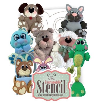 CARTAMODELLO STENCIL "I CUCCIOLOSI" • CREATTIVA N.65 Stencil Cartamodello Animaletti