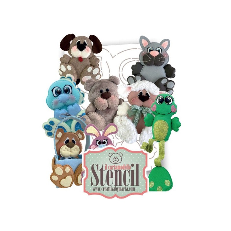 CARTAMODELLO STENCIL "I CUCCIOLOSI" • CREATTIVA N.65 Stencil Cartamodello Animaletti