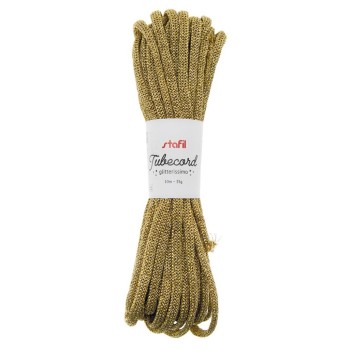 Cordoncino Tubolare ORO TUBECORD Glitterissimo Tricotin dorato 10metri