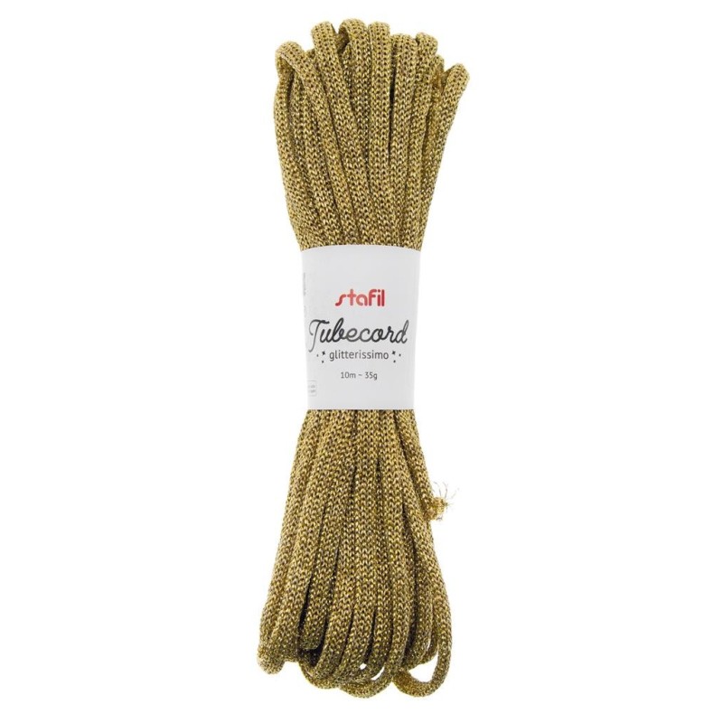 Cordoncino Tubolare ORO TUBECORD Glitterissimo Tricotin dorato 10metri