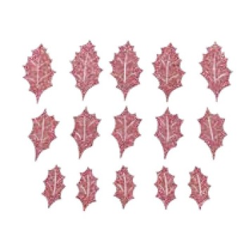 15 Foglie Agrifoglio Pretagliate in Feltro Stardust 20x18cm Colore Rosa Gold - Renkalik