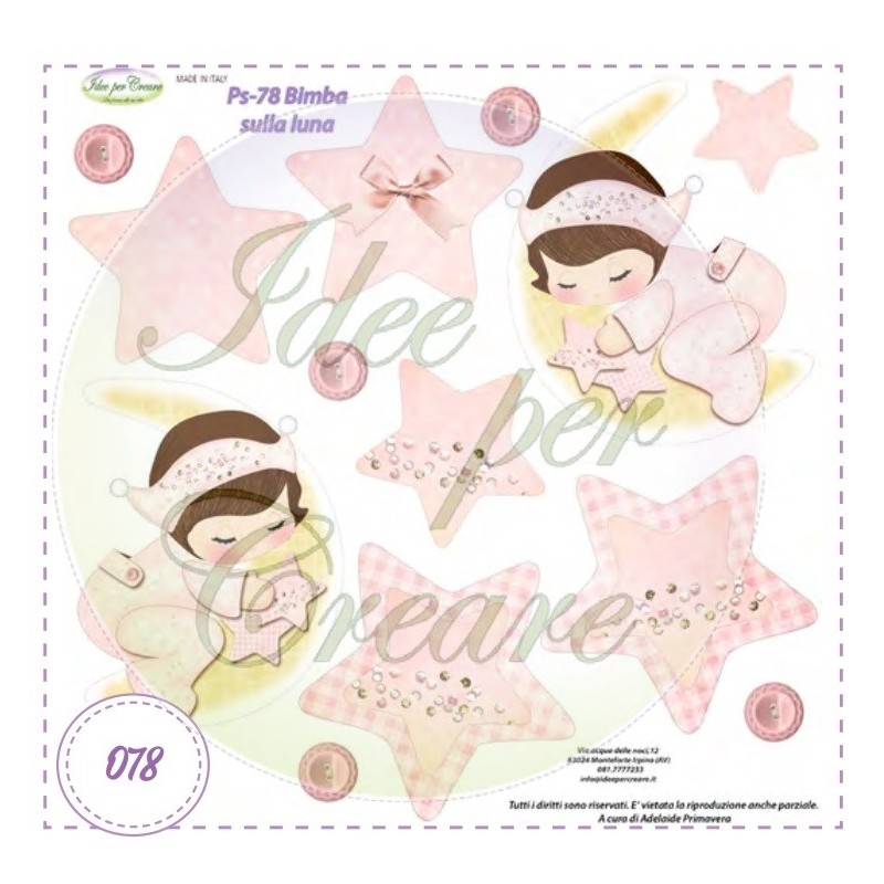Pannello Bimba sulla Luna Ps-078 Idee Per Creare 25x25cm